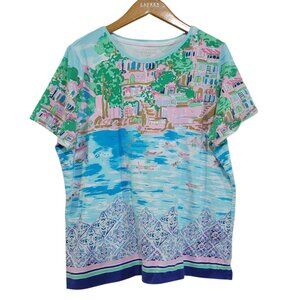 Talbots Seaside Summer Vacation Tee Womens 1X Cotton Comfort Pastels